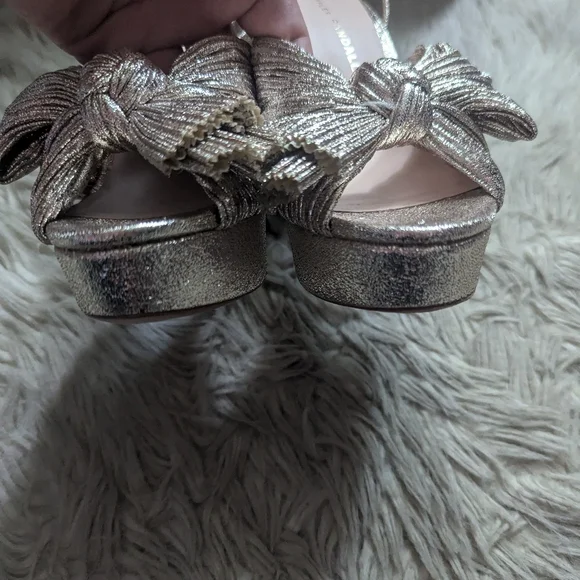 EUC Loeffler Randall Natalia Champagne Platform Bow Heel